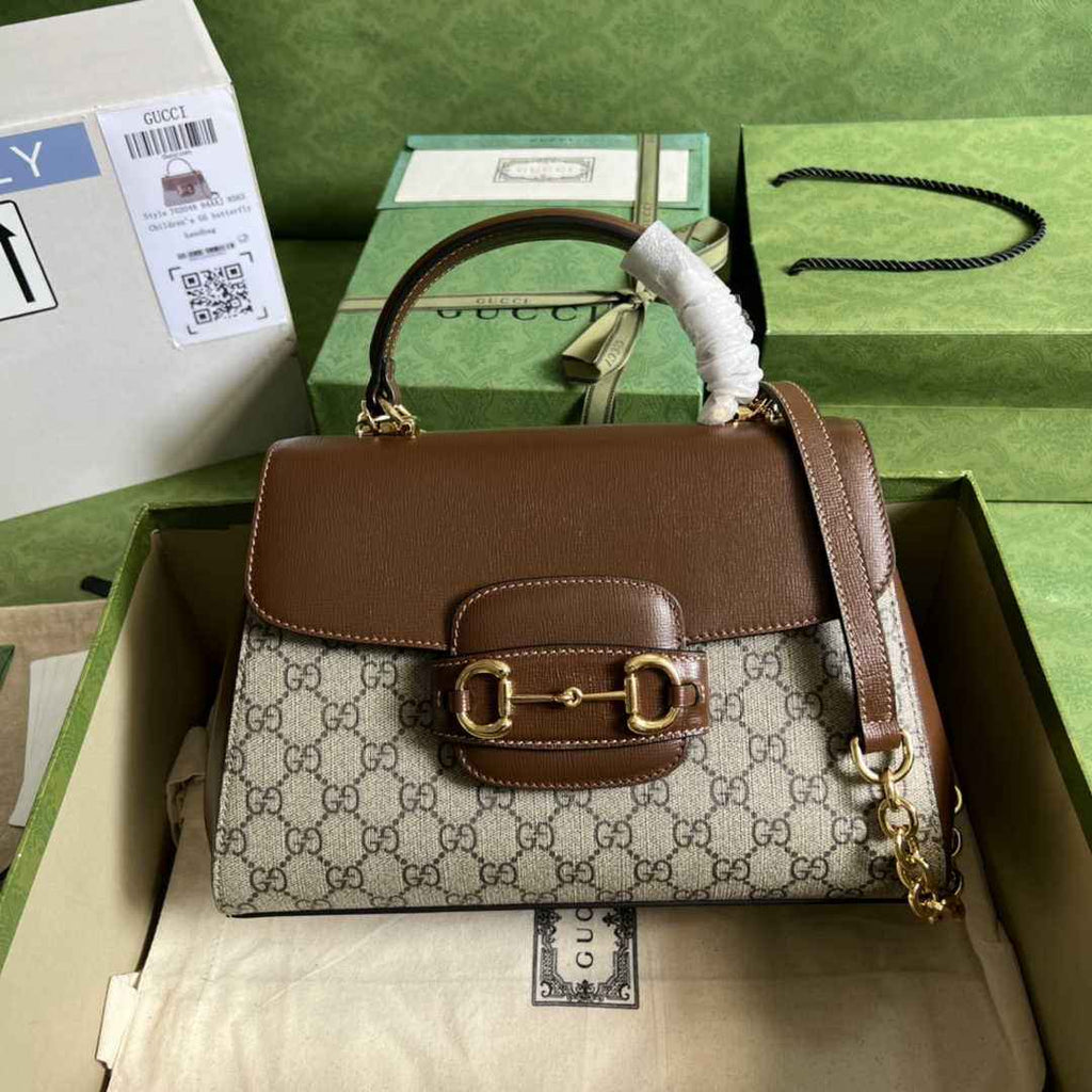 Gucci 702049 Horsebit 1955 medium bag in brown GG leather