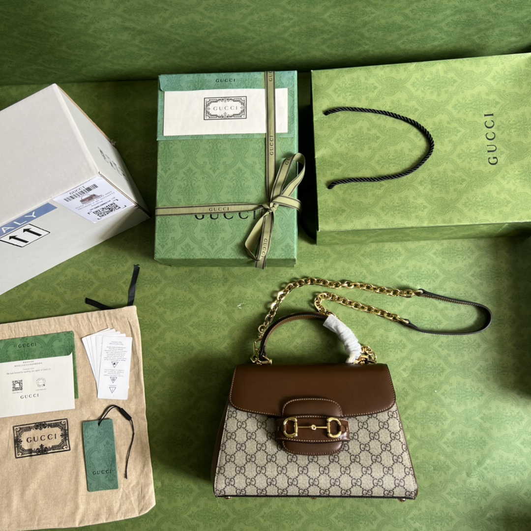 Gucci 702049 Horsebit 1955 medium bag in brown GG leather