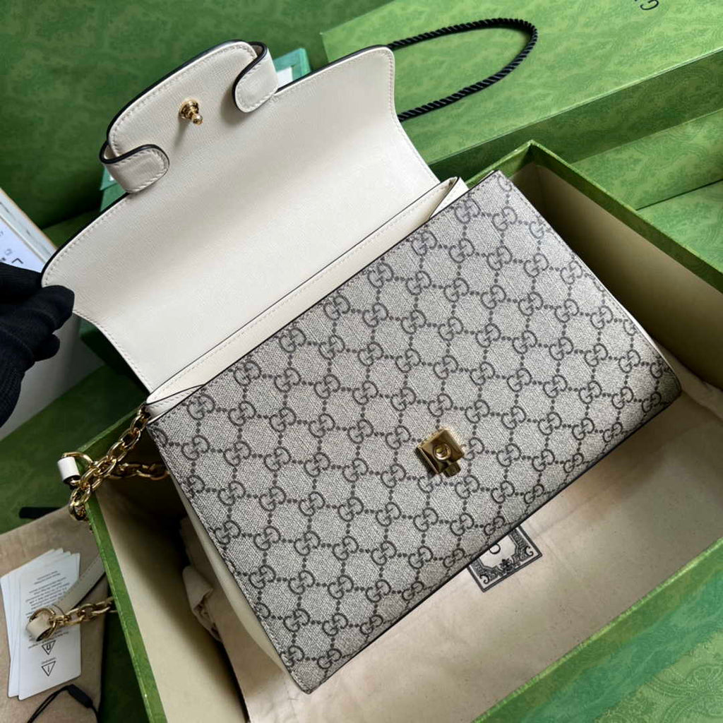 Gucci 702049 Horsebit 1955 medium bag in beige GG leather