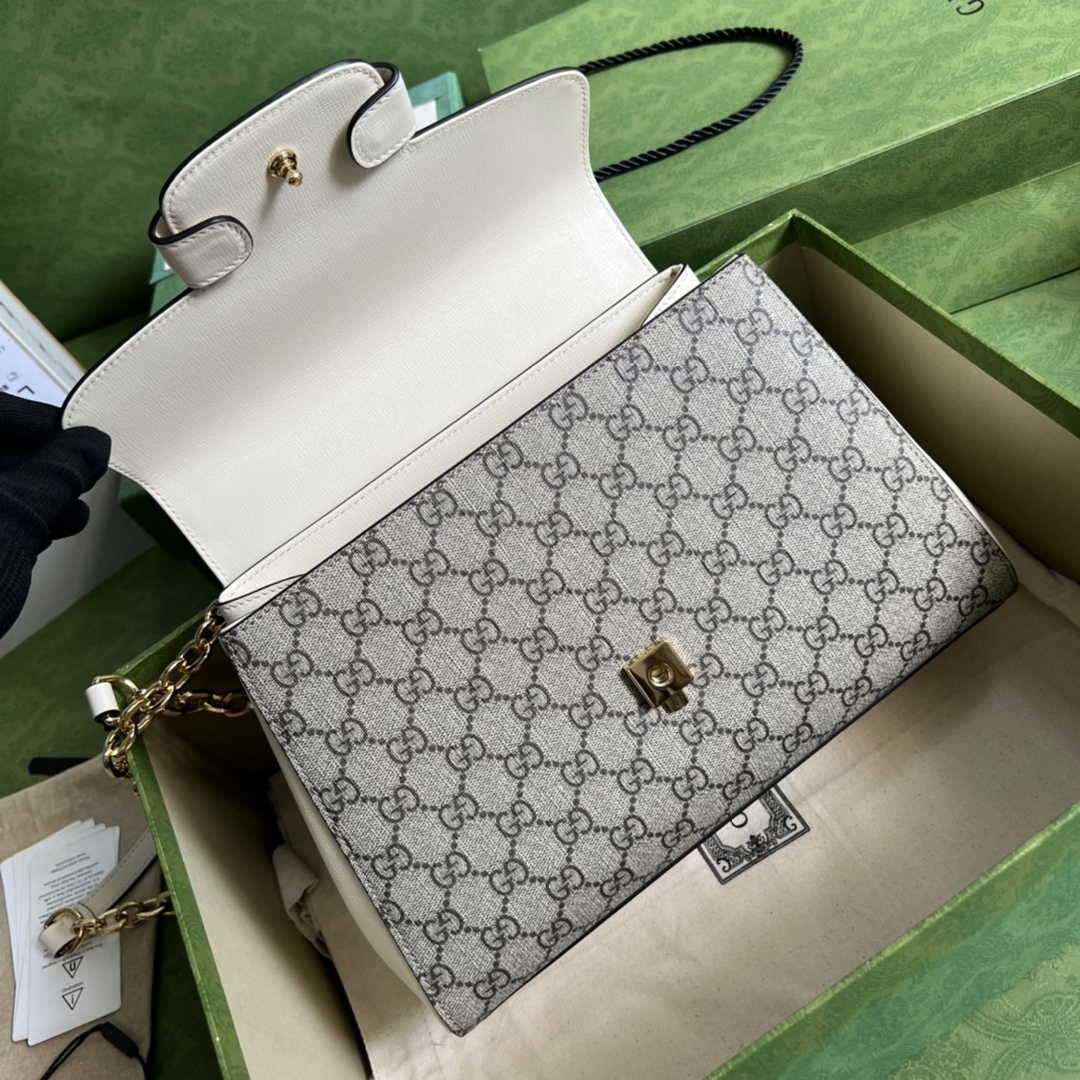 Gucci 702049 Horsebit 1955 medium bag in beige GG leather