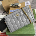Gucci ‎‎702200 GG Matelassé leather small gray