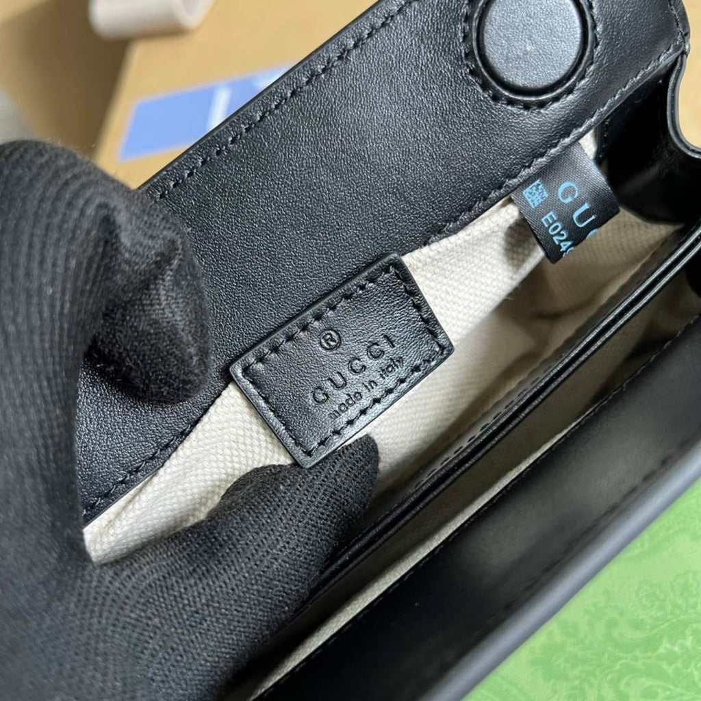 Gucci ‎702228 GG Matelassé leather mini bag Black leather