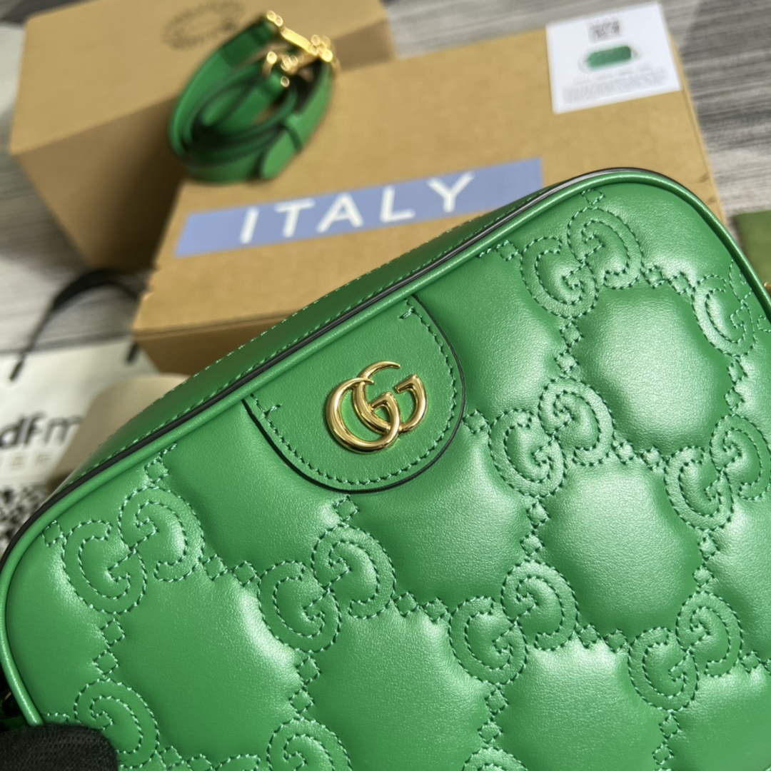 Gucci 702234 GG Matelassé leather shoulder bag Green