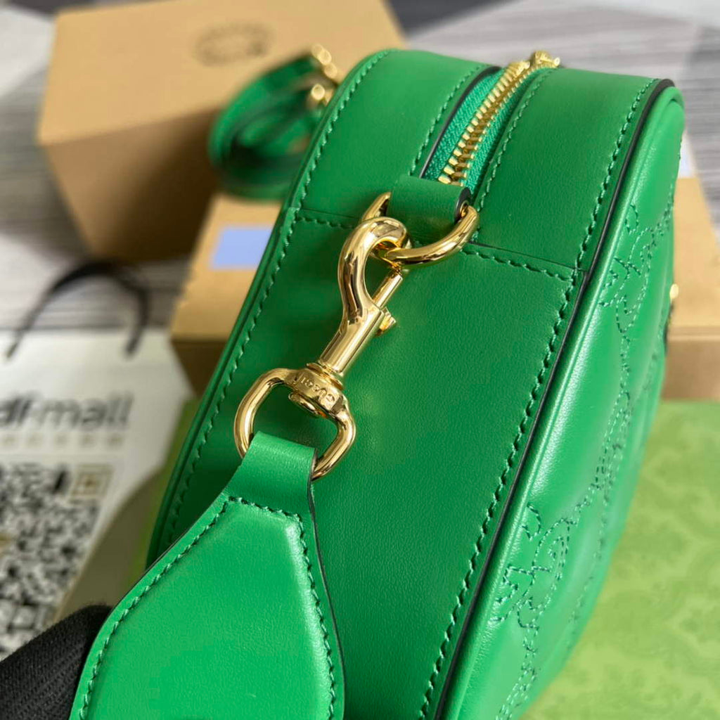 Gucci 702234 GG Matelassé leather shoulder bag Green
