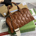 Gucci ‎‎702242 GG Matelassé leather medium bag light brown