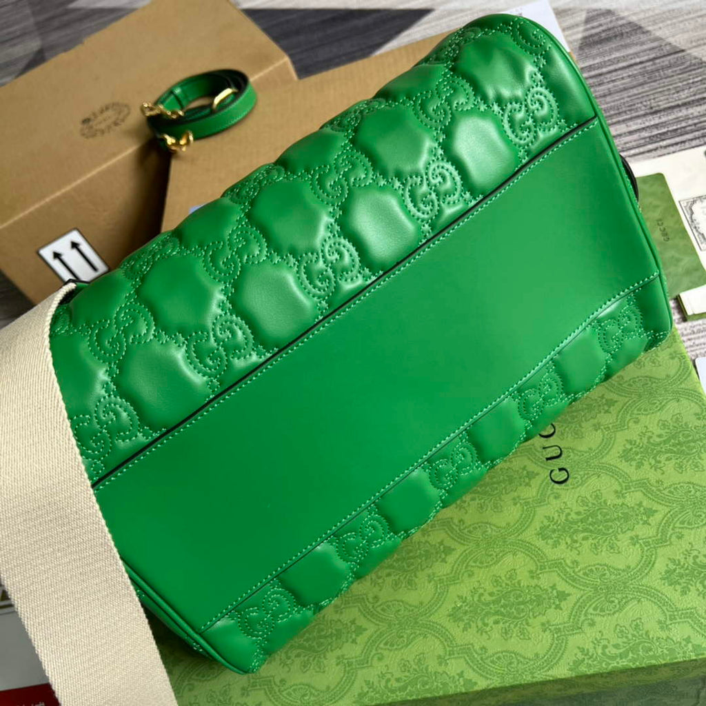 Gucci ‎‎702242 GG Matelassé leather medium bag green