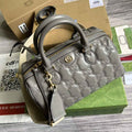 Gucci ‎‎702242 GG Matelassé leather medium bag gray