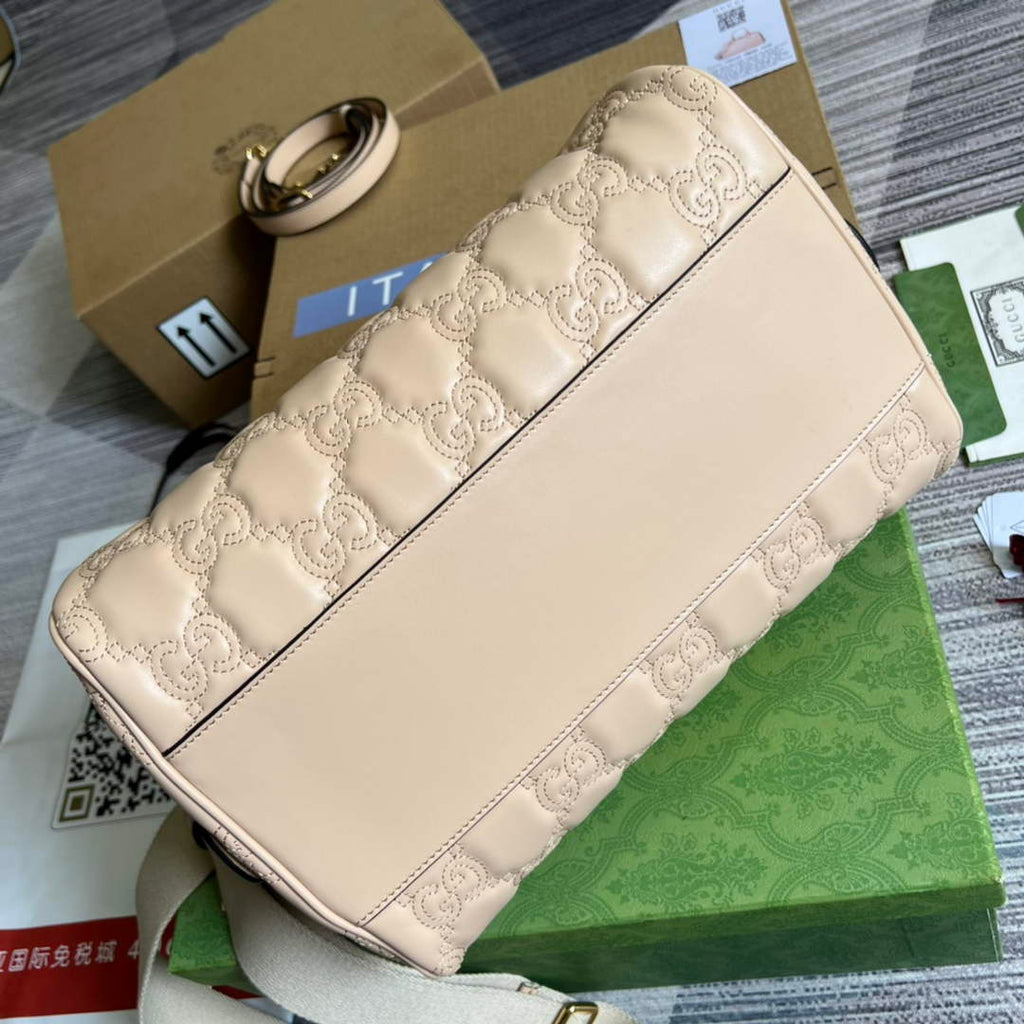 Gucci ‎‎702242 GG Matelassé leather medium bag beige