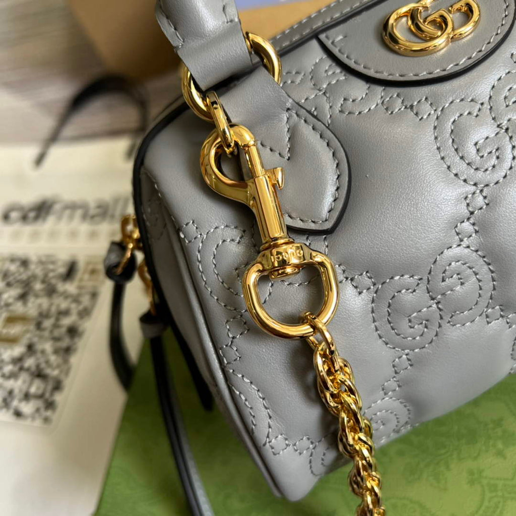 Gucci ‎702251 GG Matelassé leather mini bag gray