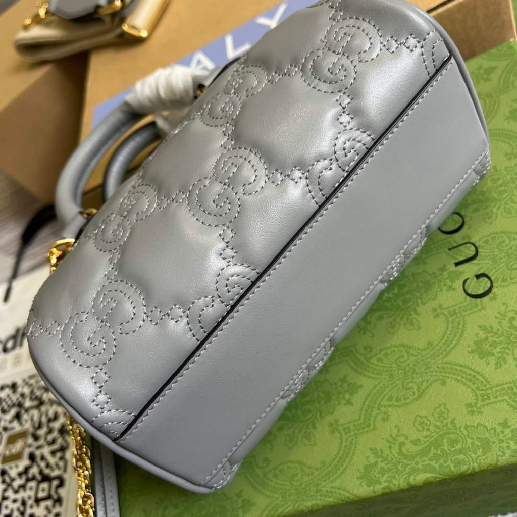 Gucci ‎702251 GG Matelassé leather mini bag gray