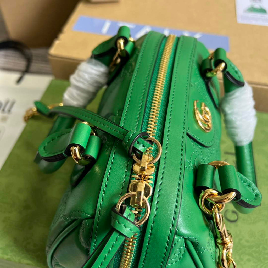 Gucci ‎702251 GG Matelassé leather mini bag green