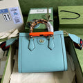 Gucci 702721 Diana Small Tote Bag Blue Leather