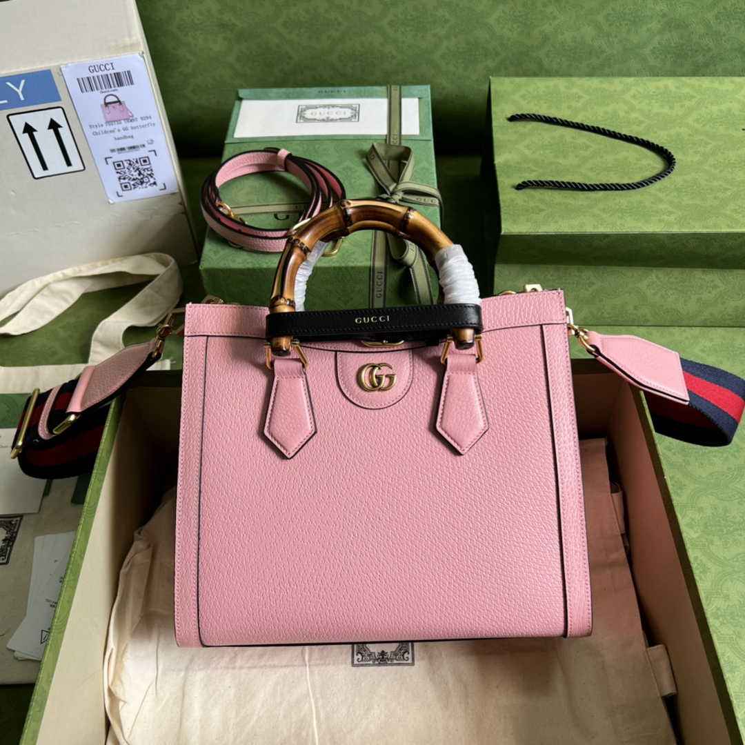 Gucci 702721 Diana Small Tote Bag Pink Leather