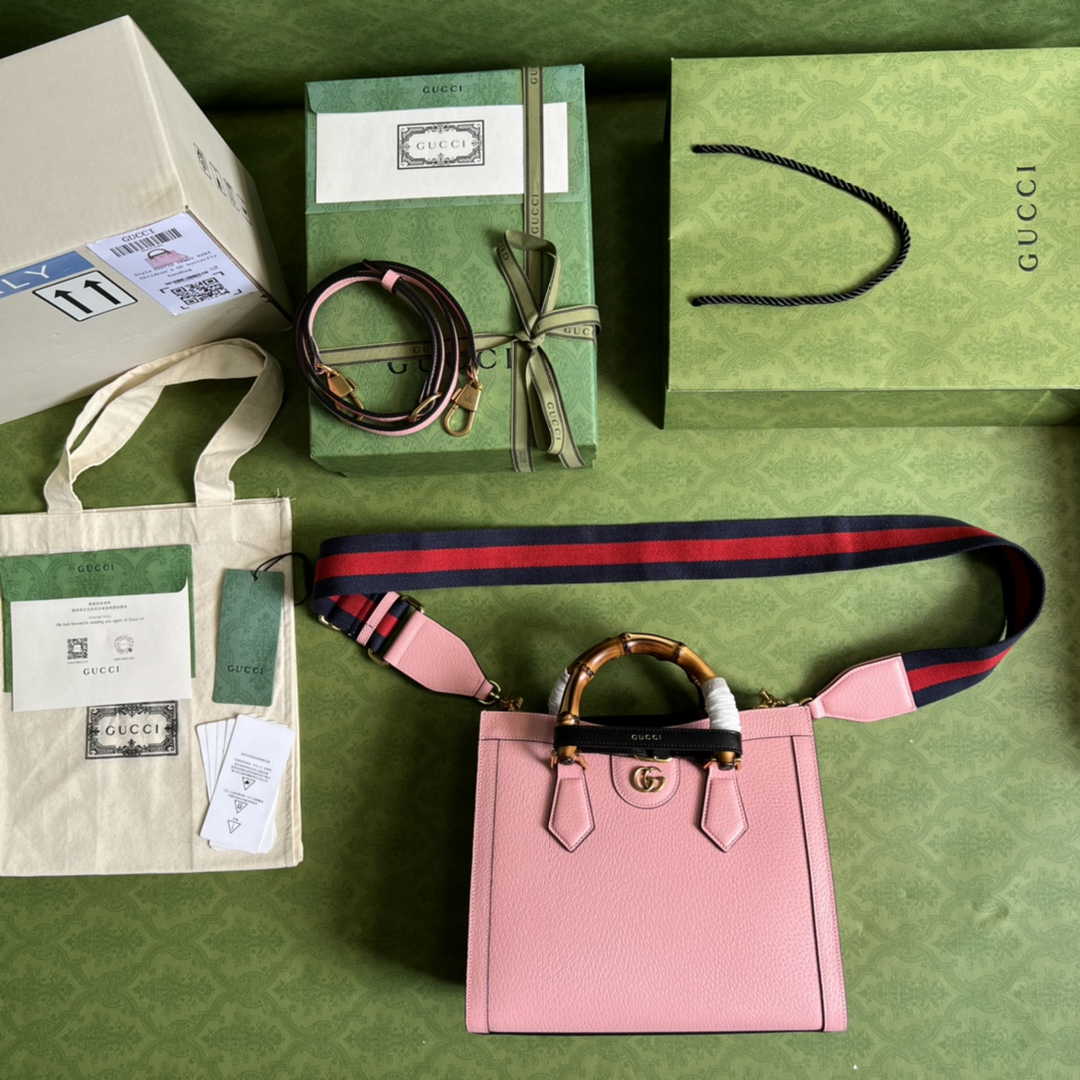 Gucci 702721 Diana Small Tote Bag Pink Leather