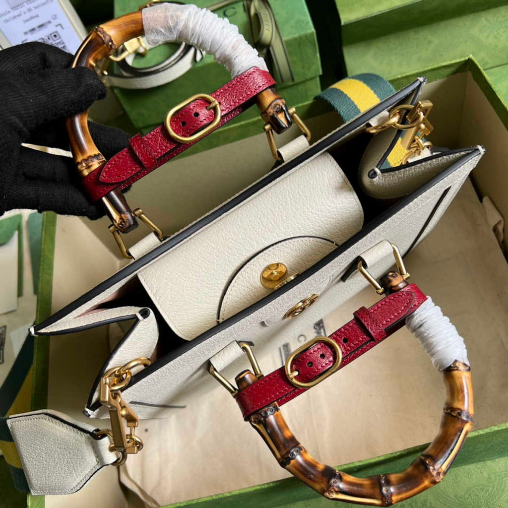 Gucci 702721 Diana Small Tote Bag Beige Leather