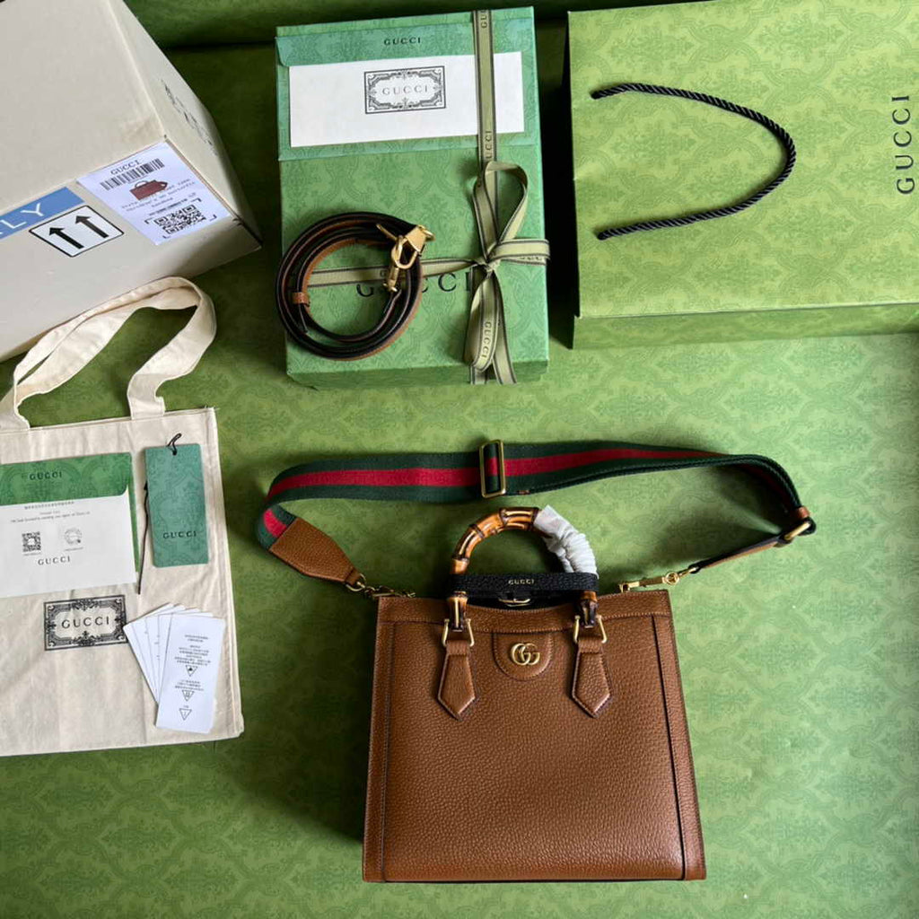 Gucci 702721 Diana Small Tote Bag Leather Brown