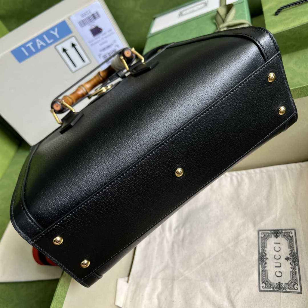 Gucci 702721 Diana Small Tote Bag Black Leather