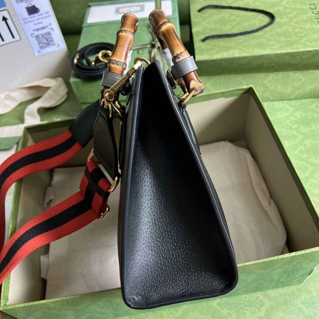 Gucci 702721 Diana Small Tote Bag Black Leather