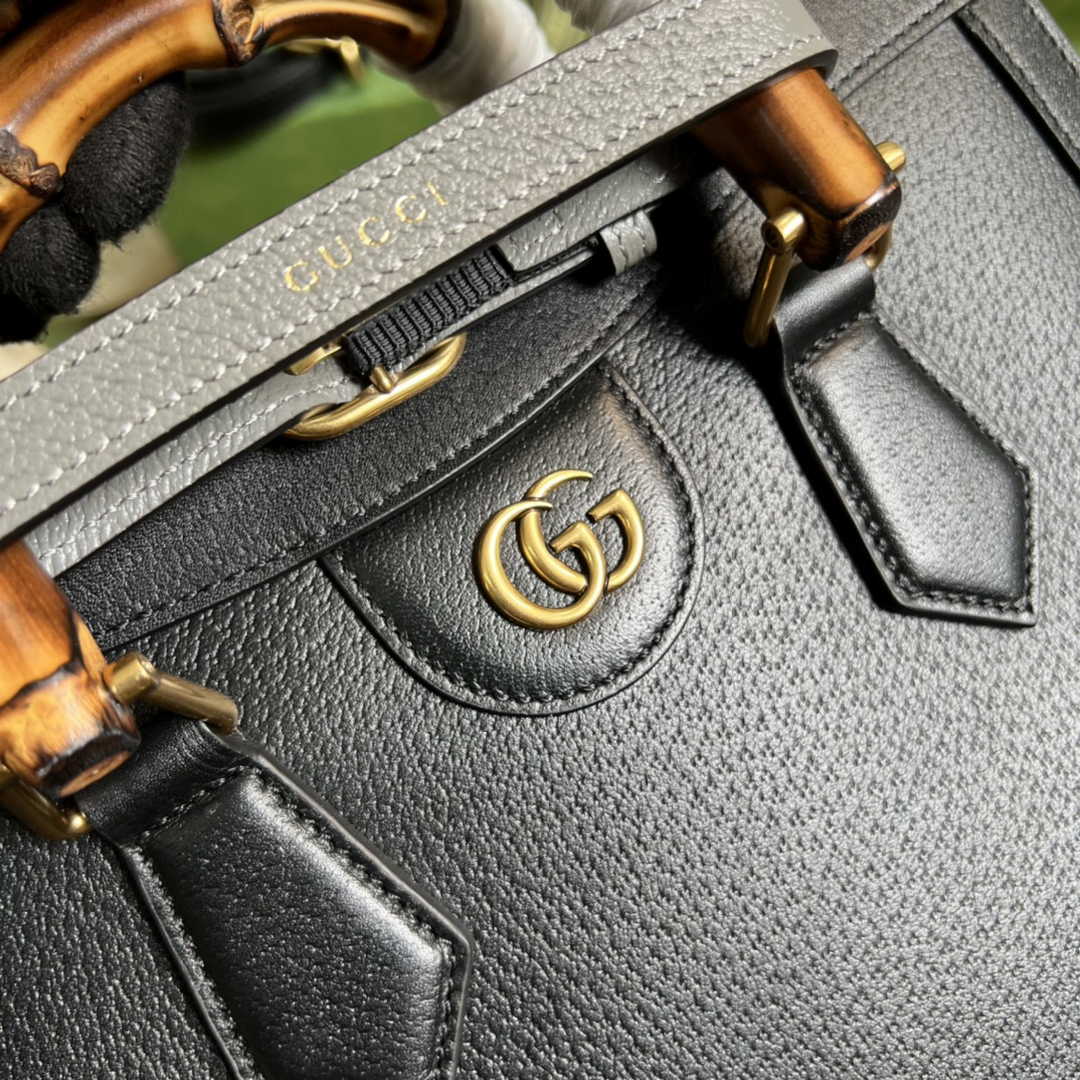 Gucci 702721 Diana Small Tote Bag Black Leather