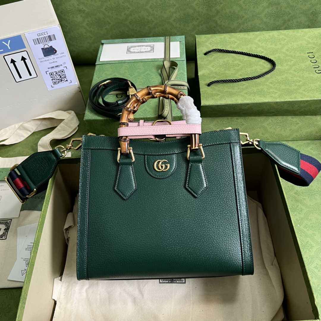 Gucci 702721 Diana Small Tote Bag Green Leather