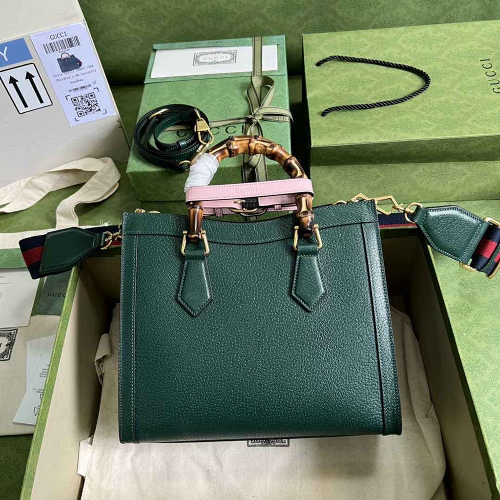 Gucci 702721 Diana Small Tote Bag Green Leather