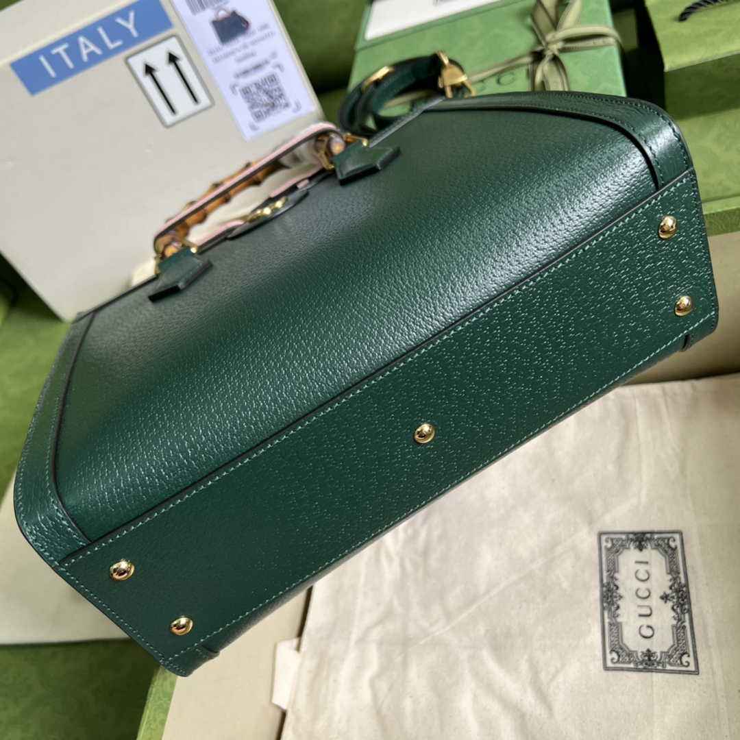 Gucci 702721 Diana Small Tote Bag Green Leather