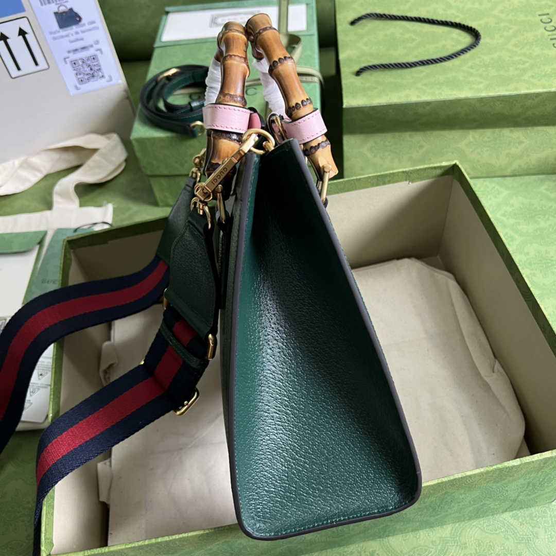Gucci 702721 Diana Small Tote Bag Green Leather