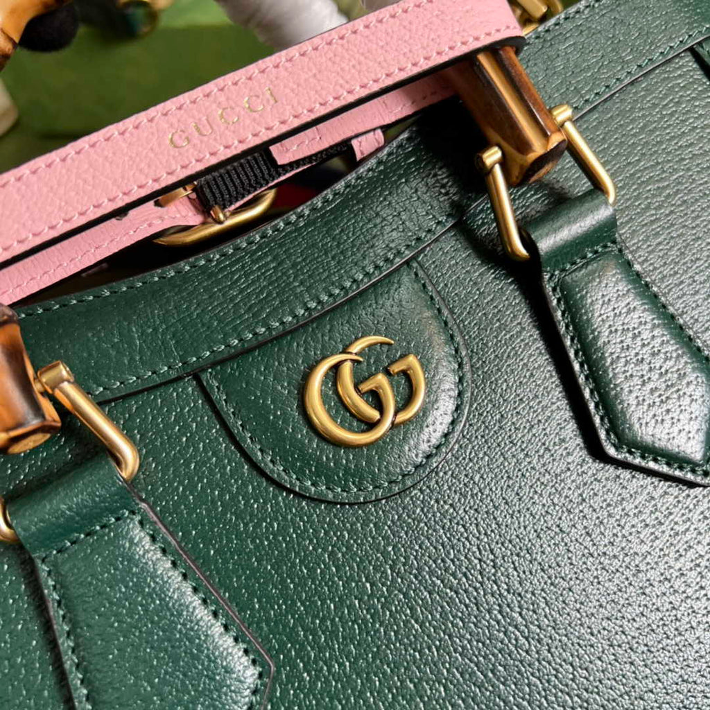 Gucci 702721 Diana Small Tote Bag Green Leather