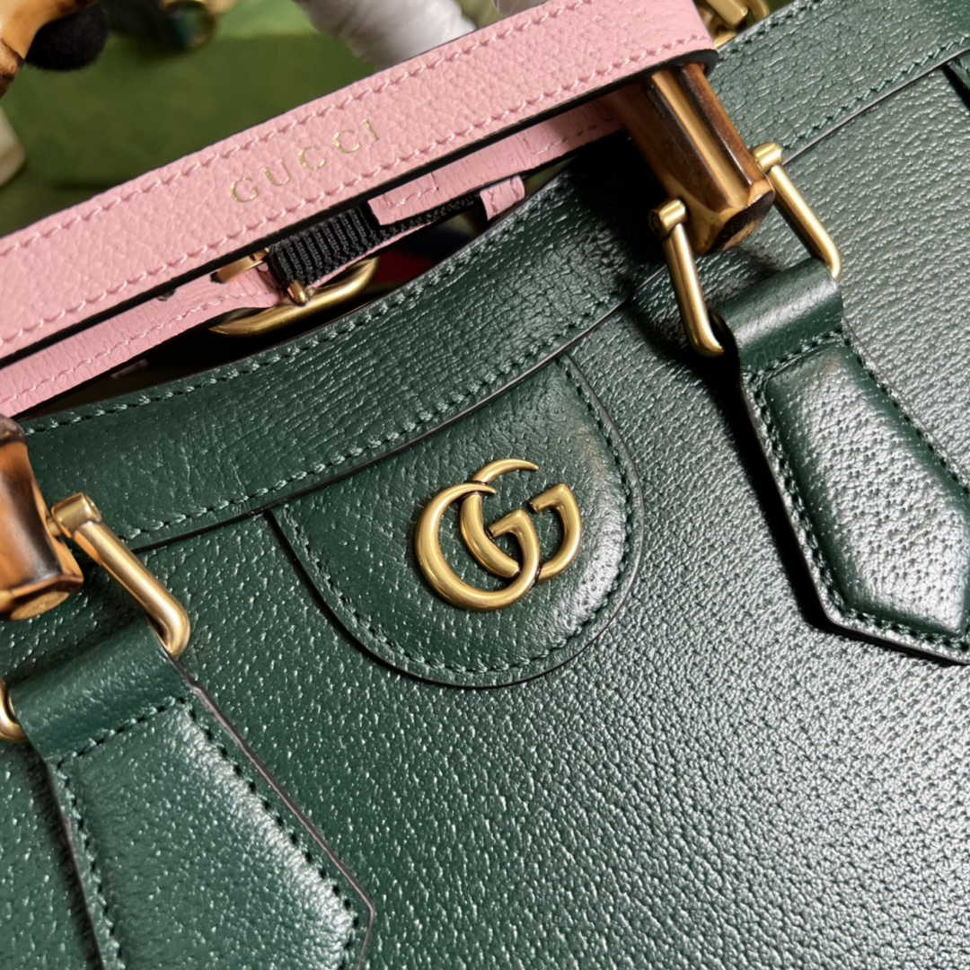 Gucci 702721 Diana Small Tote Bag Green Leather