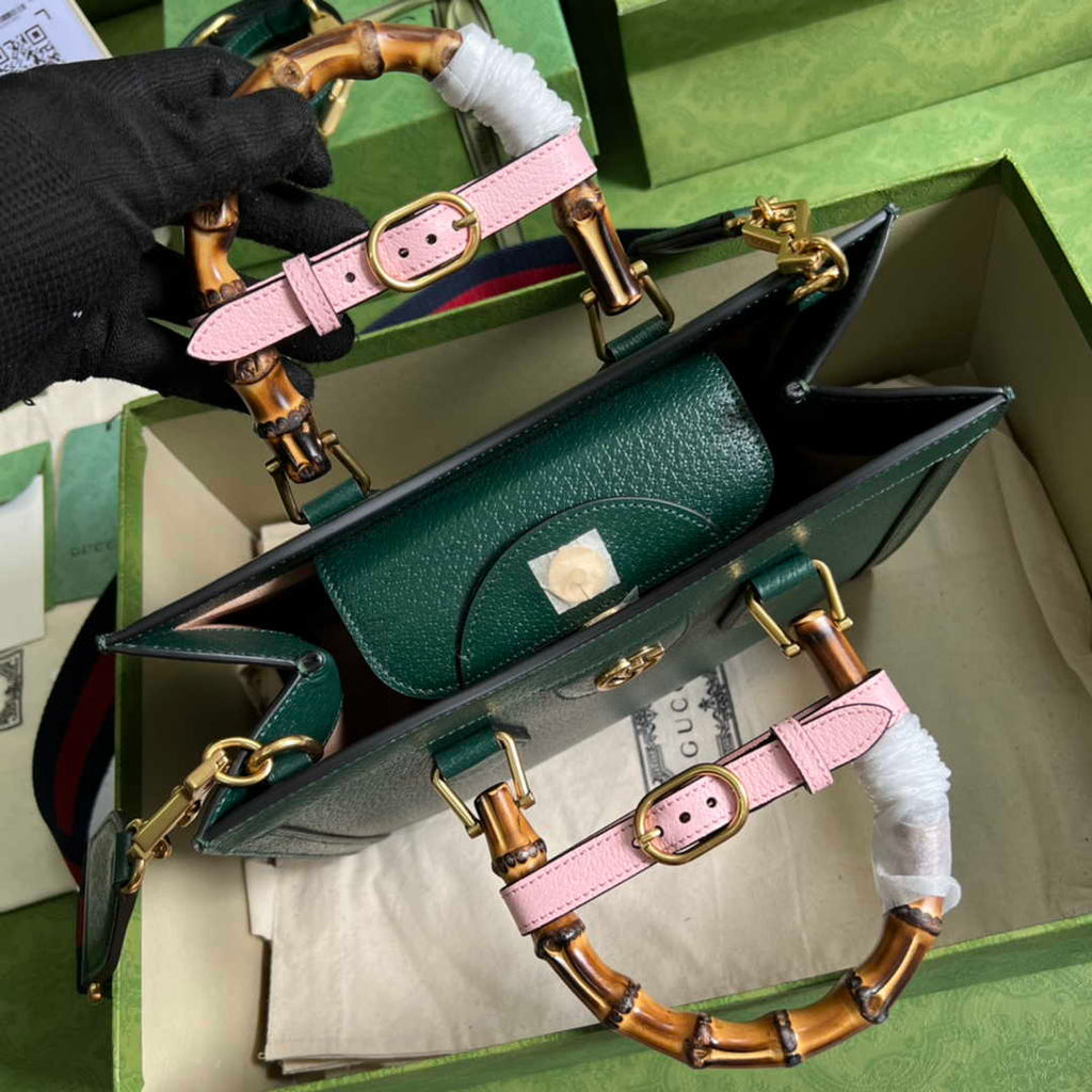 Gucci 702721 Diana Small Tote Bag Green Leather