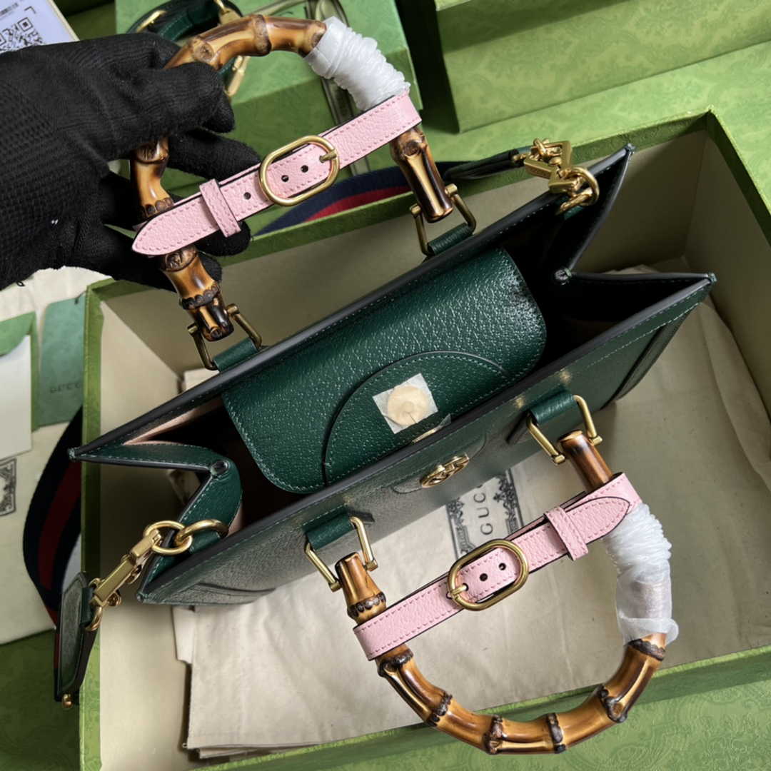 Gucci 702721 Diana Small Tote Bag Green Leather