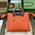 Gucci 702721 Diana Small Tote Bag Orange Leather