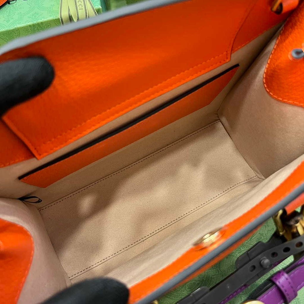 Gucci 702721 Diana Small Tote Bag Orange Leather