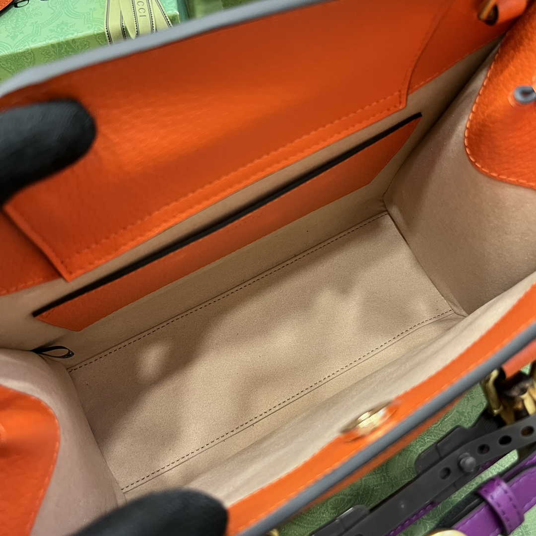 Gucci 702721 Diana Small Tote Bag Orange Leather
