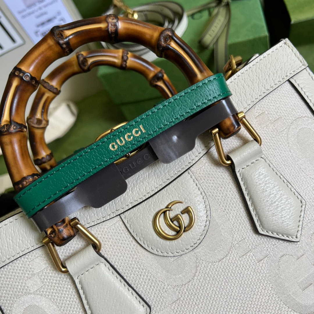 Gucci 702721 Diana Small Tote Bag Beige GG Leather