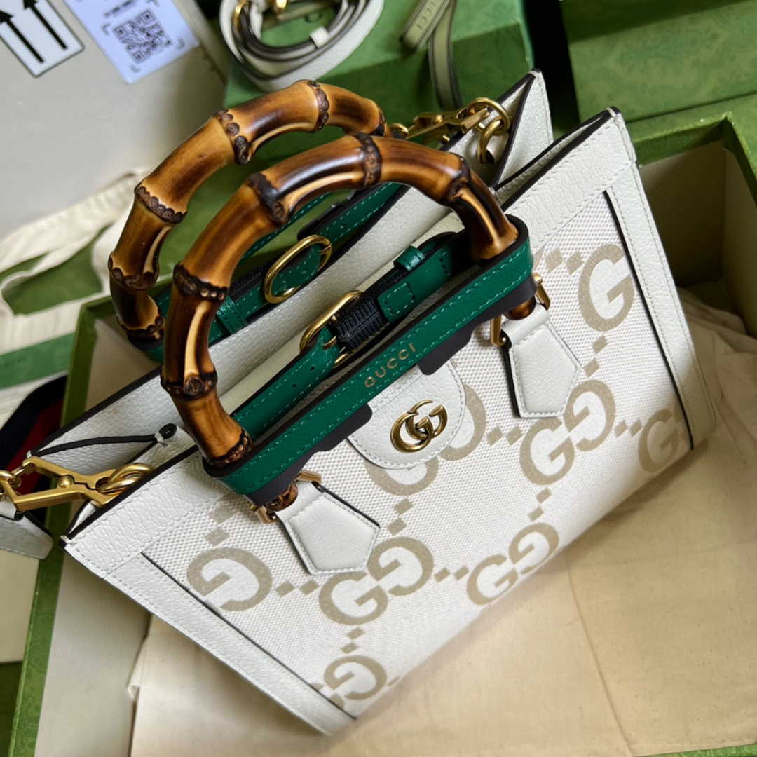 Gucci 702721 Diana Small Tote Bag Beige GG Leather