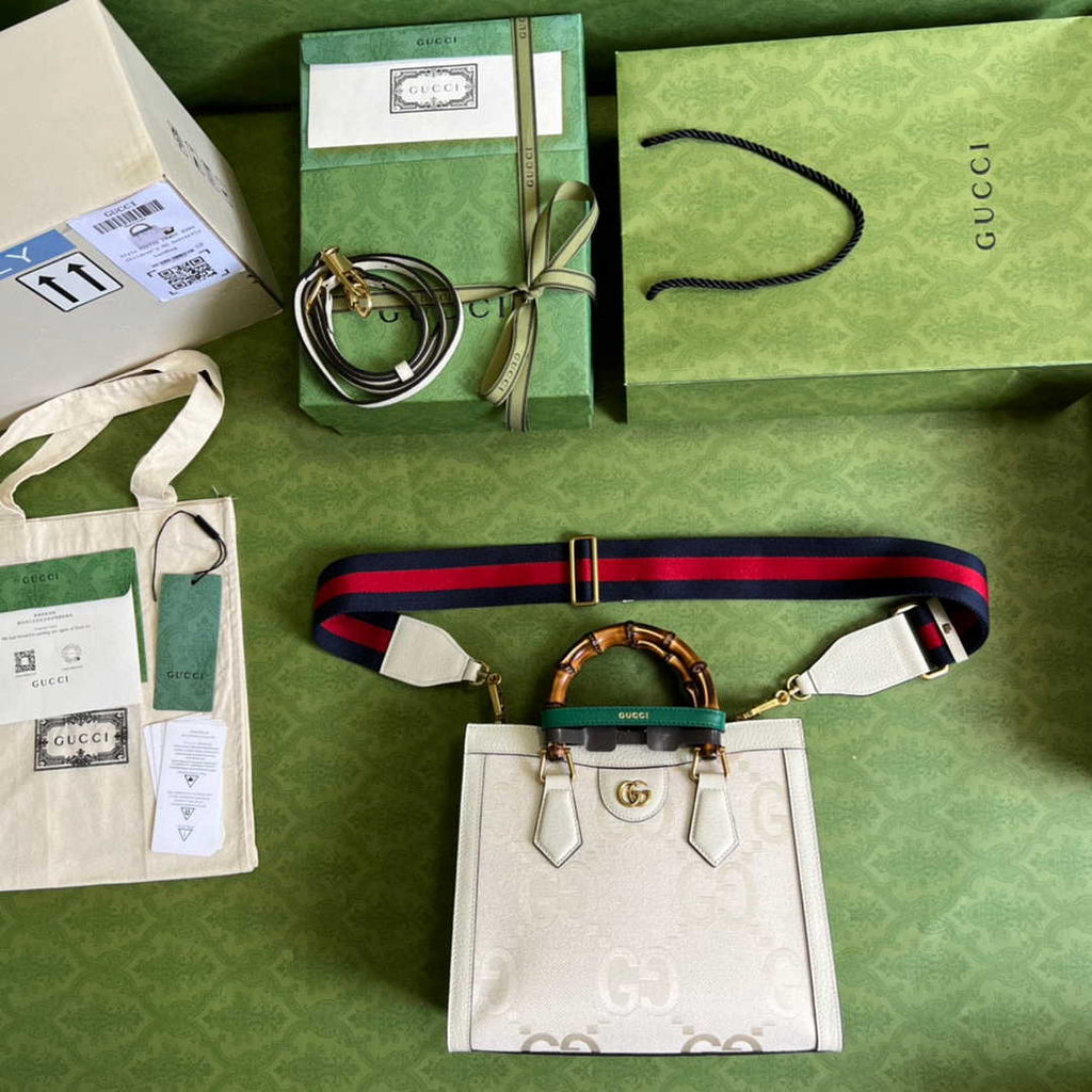 Gucci 702721 Diana Small Tote Bag Beige GG Leather