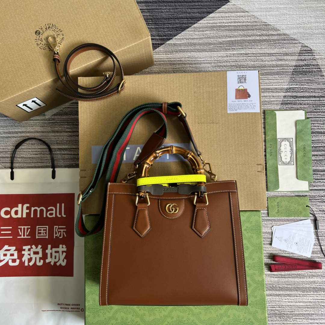 Gucci 702721 Diana Small Tote Bag Brown Leather