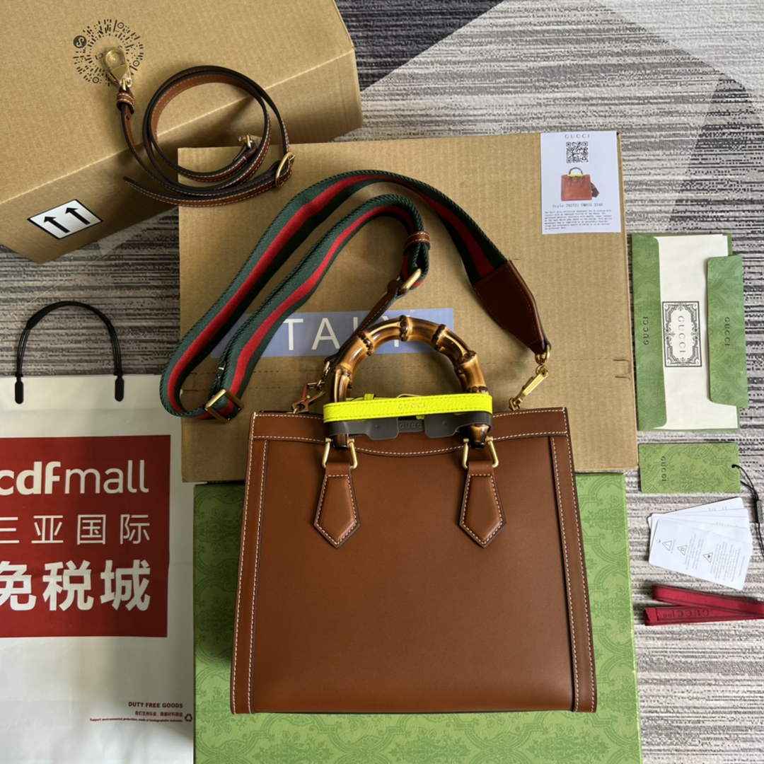 Gucci 702721 Diana Small Tote Bag Brown Leather