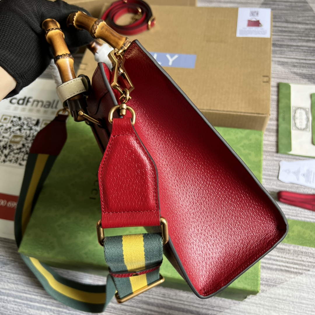 Gucci 702721 Diana Small Tote Bag Red Leather