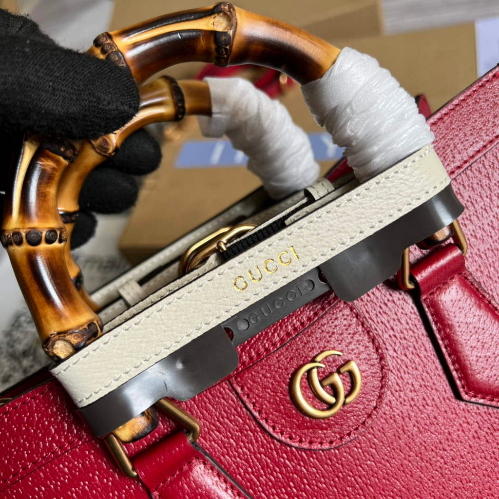 Gucci 702721 Diana Small Tote Bag Red Leather