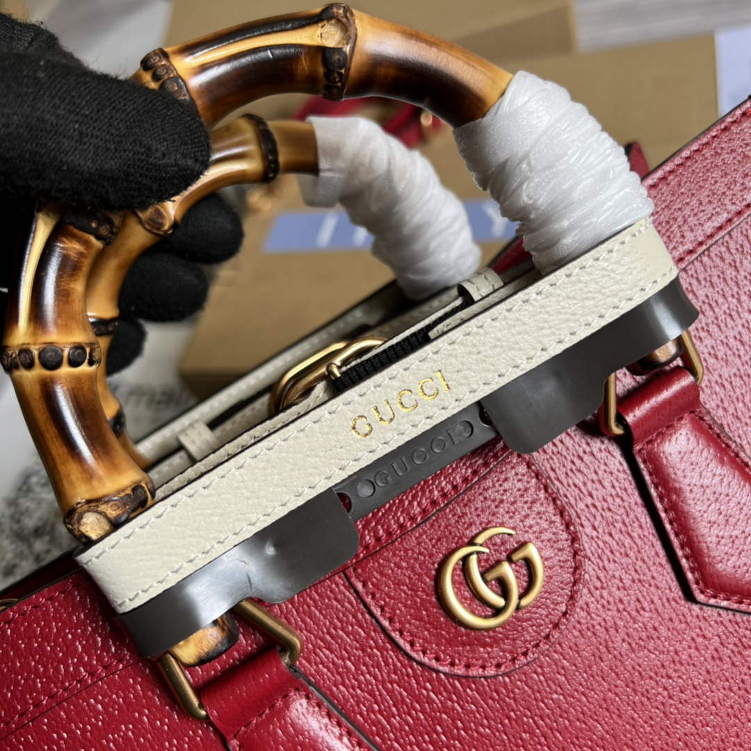 Gucci 702721 Diana Small Tote Bag Red Leather
