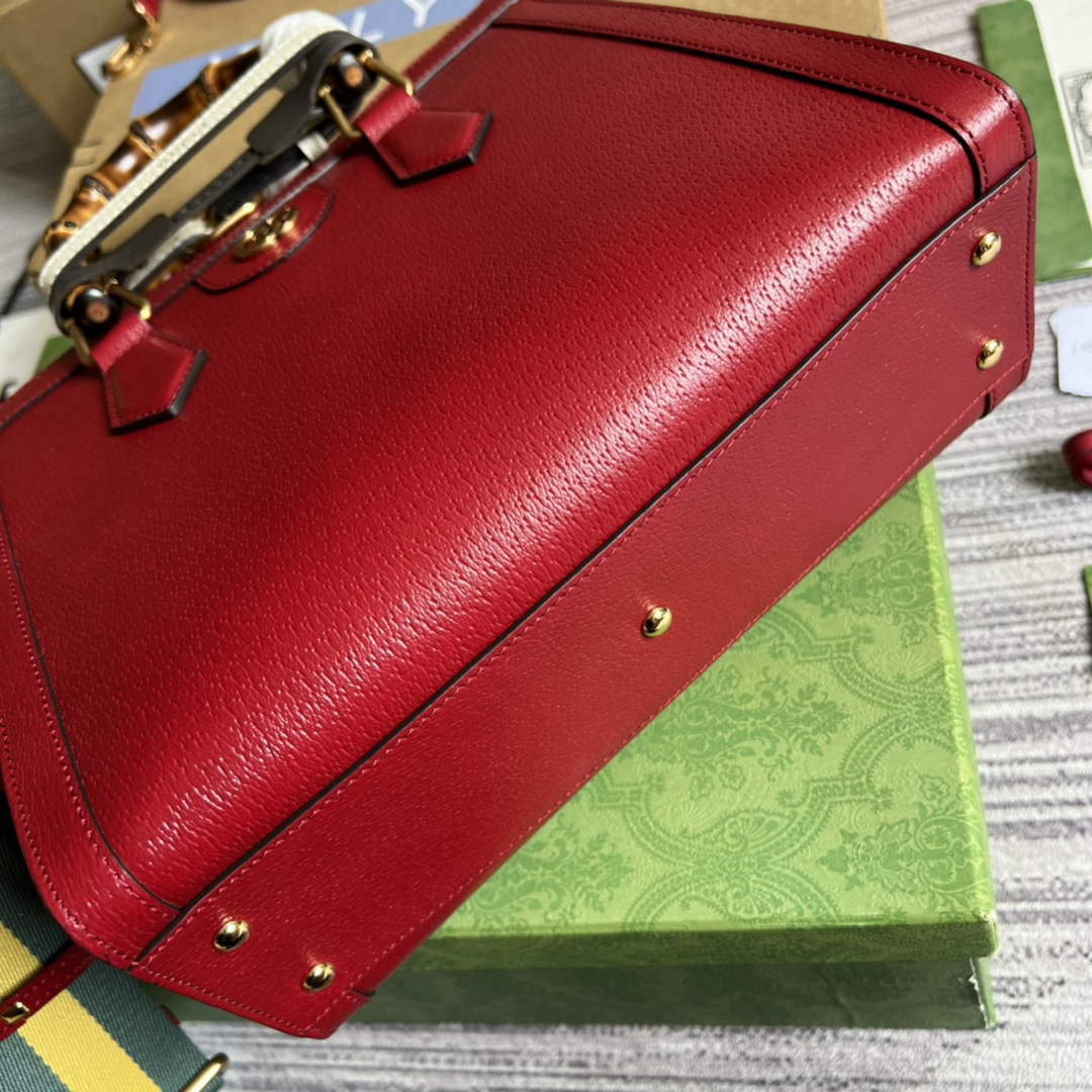 Gucci 702721 Diana Small Tote Bag Red Leather
