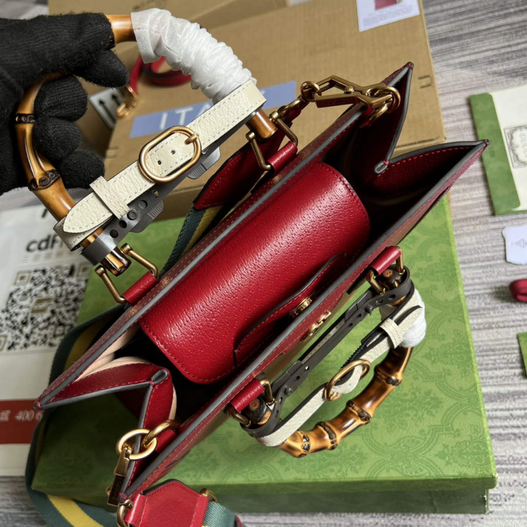 Gucci 702721 Diana Small Tote Bag Red Leather