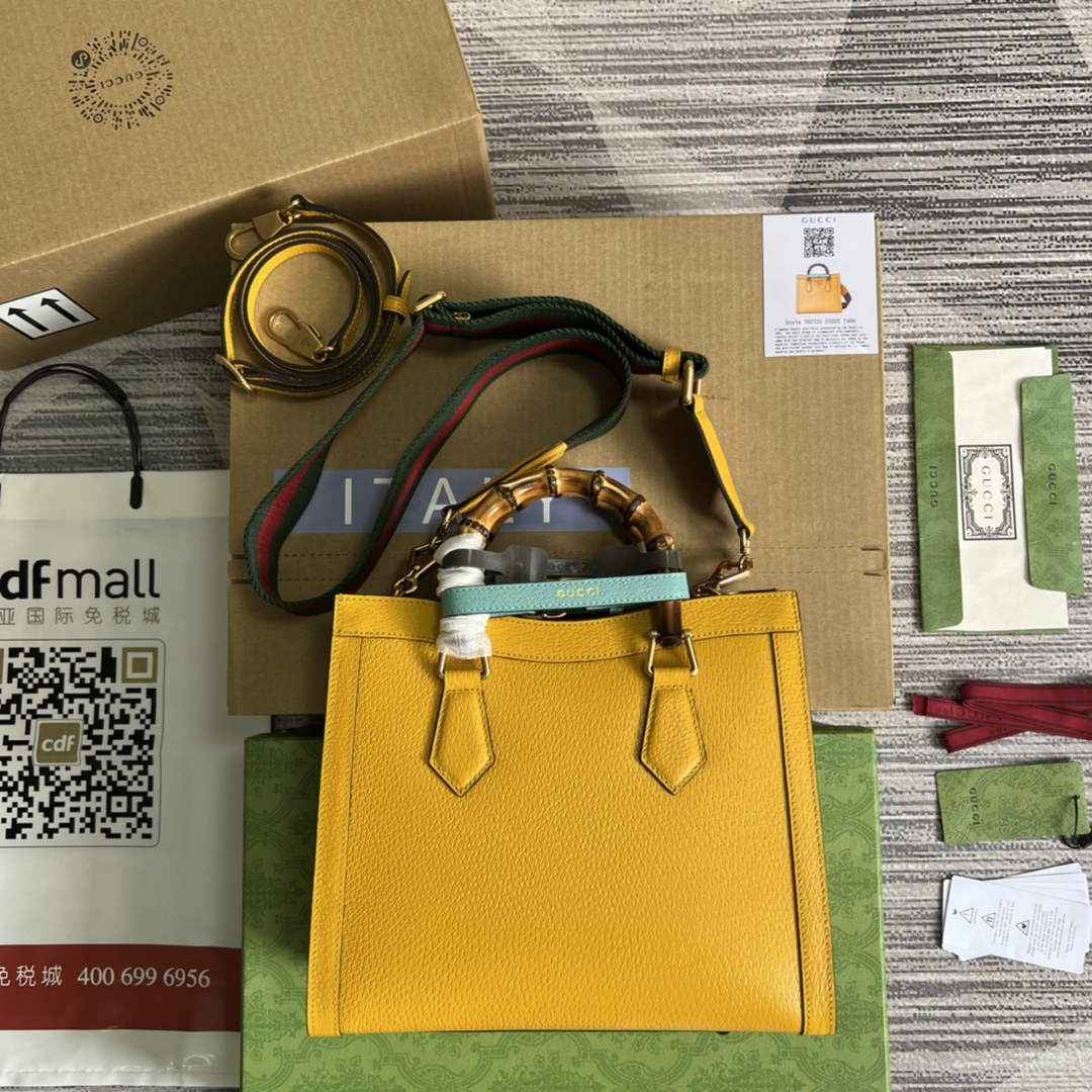 Gucci 702721 Diana Small Tote Bag Yellow Leather