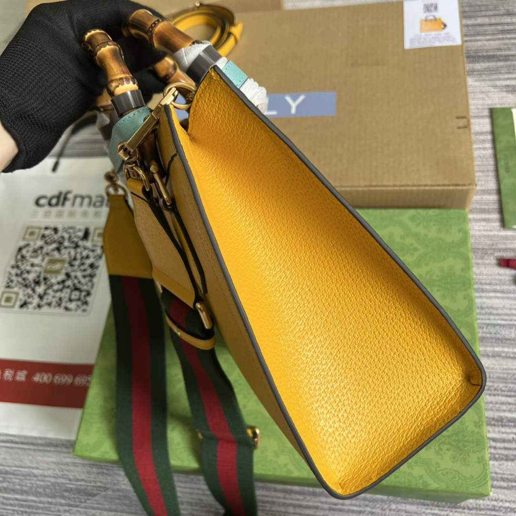 Gucci 702721 Diana Small Tote Bag Yellow Leather