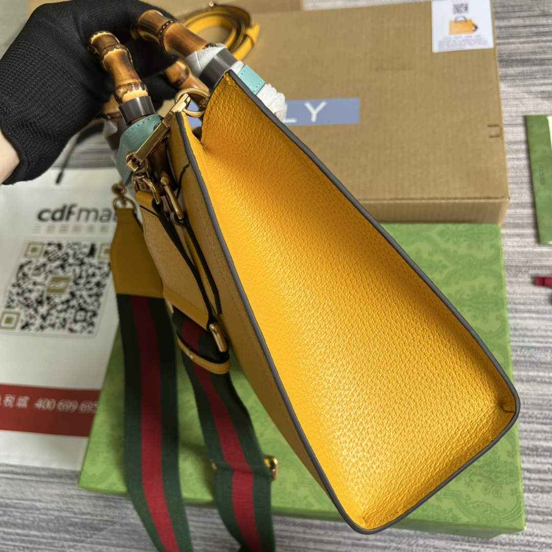 Gucci 702721 Diana Small Tote Bag Yellow Leather