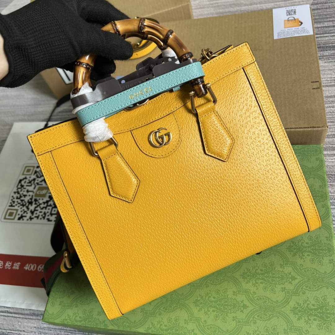 Gucci 702721 Diana Small Tote Bag Yellow Leather