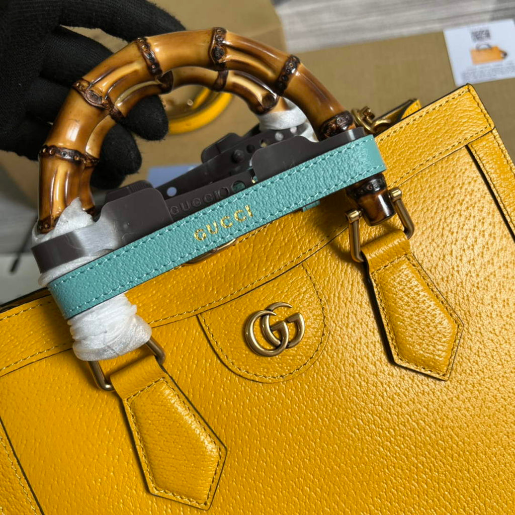 Gucci 702721 Diana Small Tote Bag Yellow Leather