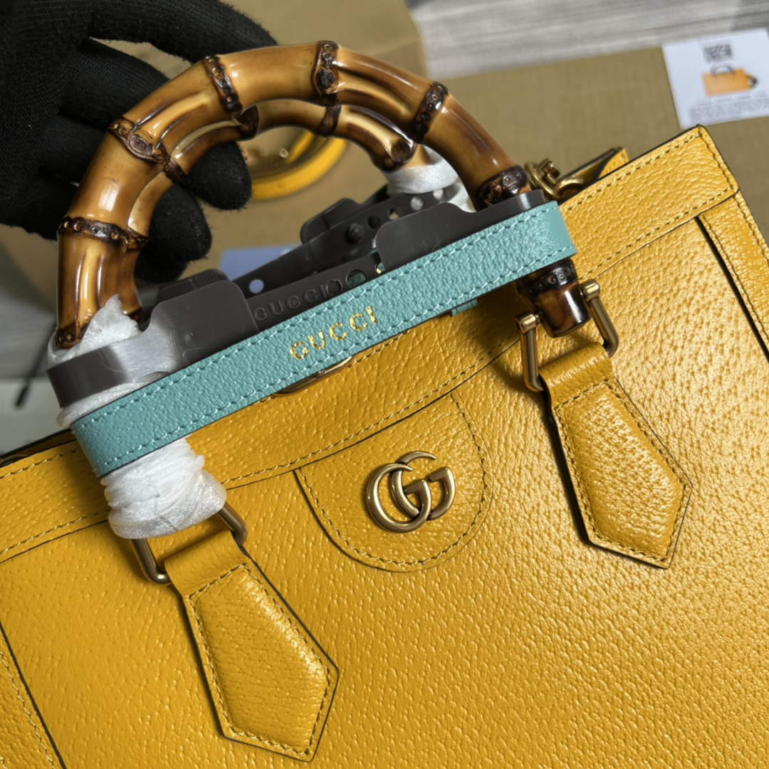 Gucci 702721 Diana Small Tote Bag Yellow Leather